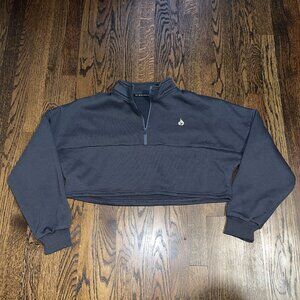 Ryderwear Women's Gray Cropped Half-Zip Sweatshirt - see measurements for size